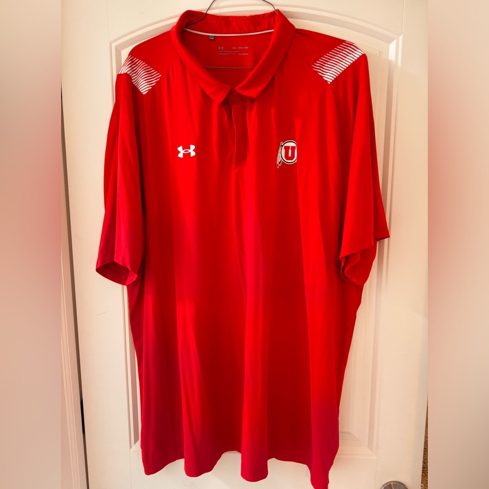 University of Utah Utes Under Armour Sideline Polo Men’s Sz 4XL Red Great Shape!